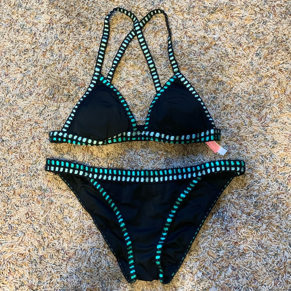 Victoria's Secret Black and Teal Bikini